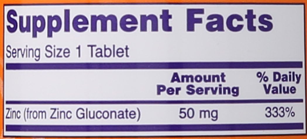 NOW Foods Zinc Gluconate Supplement, 50 mg, 250 Tablets - Immune Support and Antioxidant Formula - BoostGo Australia