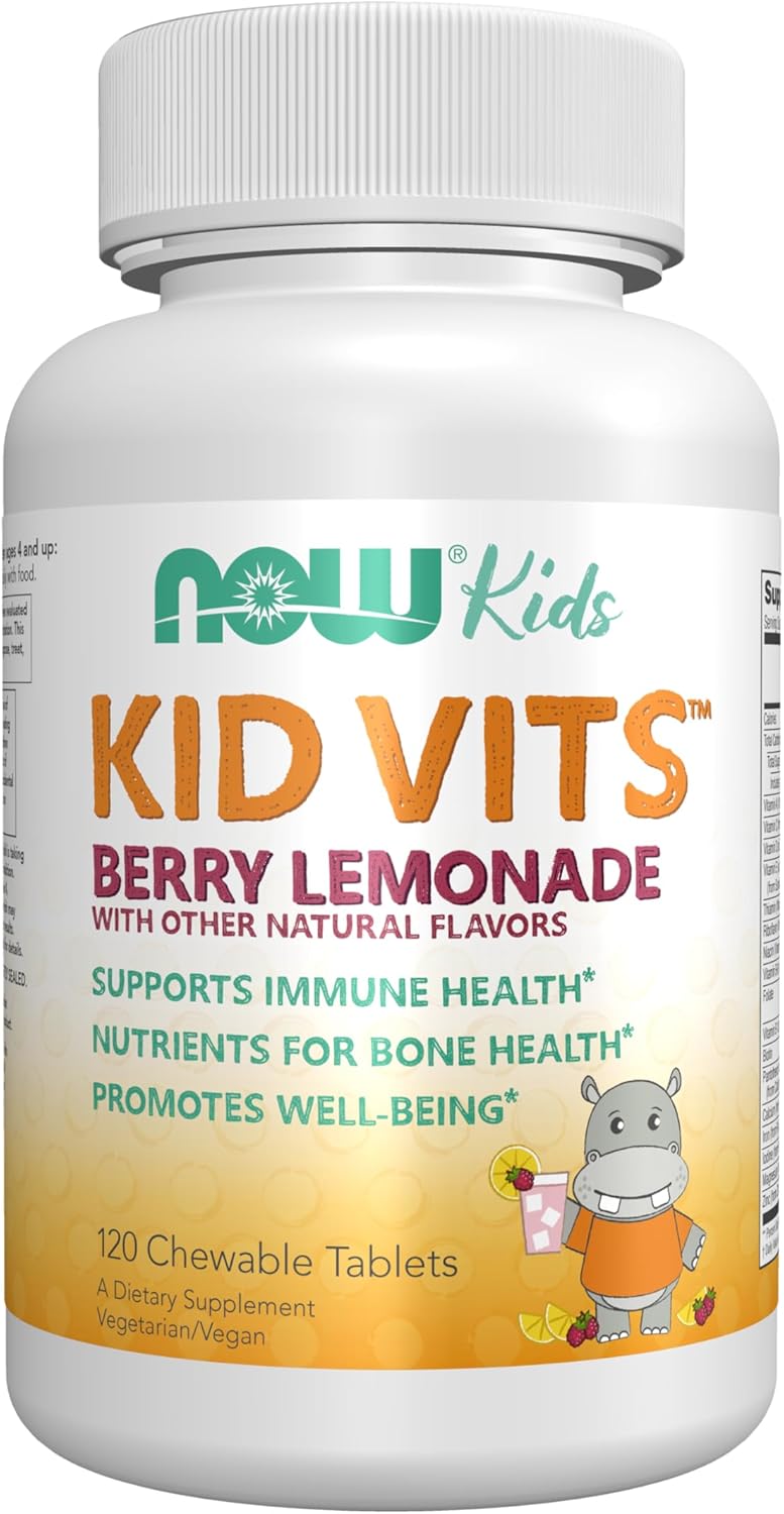 NOW Kids Berry Lemonade Flavor Multivitamin Supplements - 120 Chewable Tablets