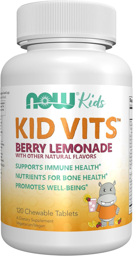 NOW Kids Berry Lemonade Flavor Multivitamin Supplements - 120 Chewable Tablets