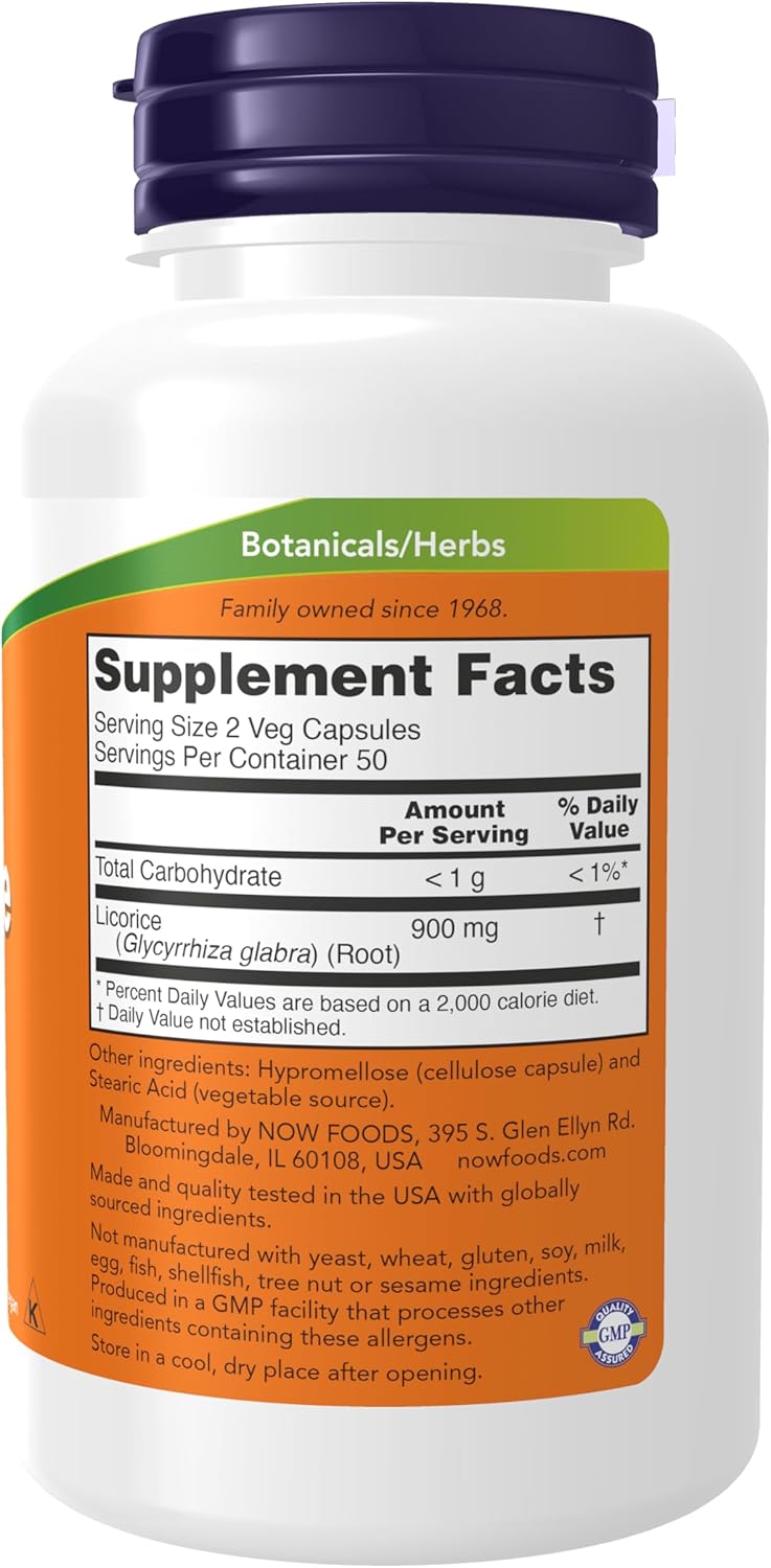 NOW Licorice Root Herbal Supplement 450 mg - 100 Veg Capsules by NOW Foods
