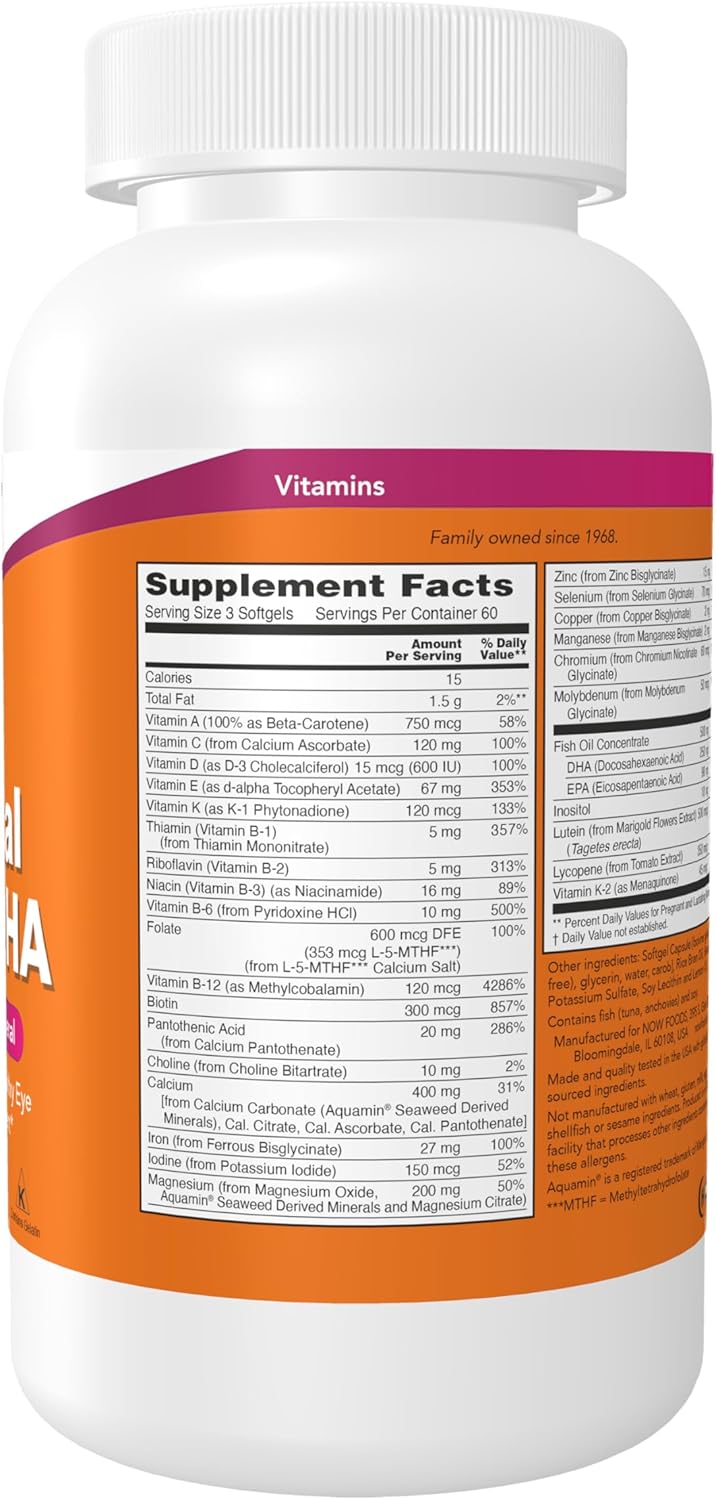 NOW Prenatal Gels + DHA with Borage Oil, 250 mg DHA per Serving, 180 Softgels