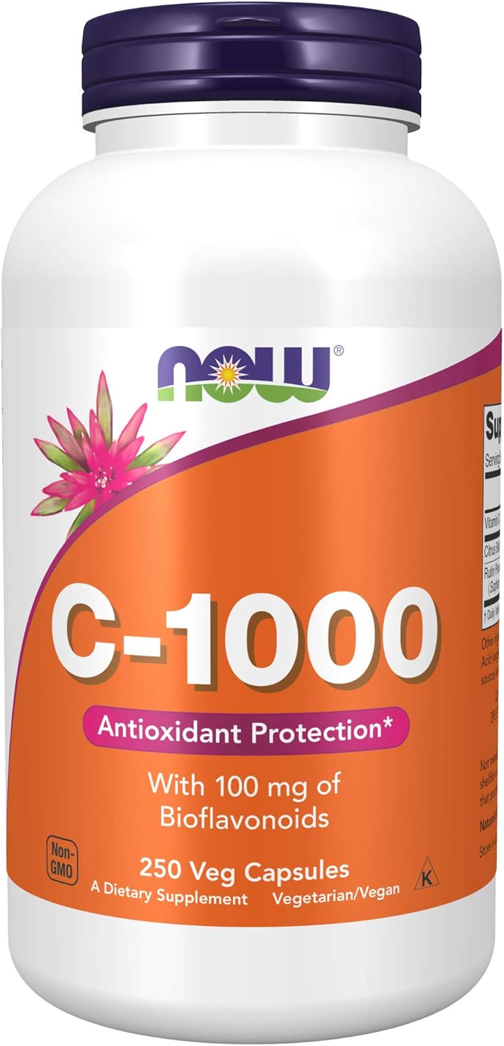 NOW Probiotic-10™, 25 Billion CFU, 10 Strains, Dairy/Soy/Gluten Free + NOW Vitamin C-1,000 with Bioflavonoids, 250 Capsules