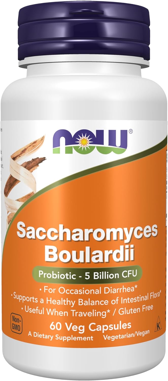 NOW Saccharomyces Boulardii Supplement - 60 Vegetable Capsules by NOW Foods