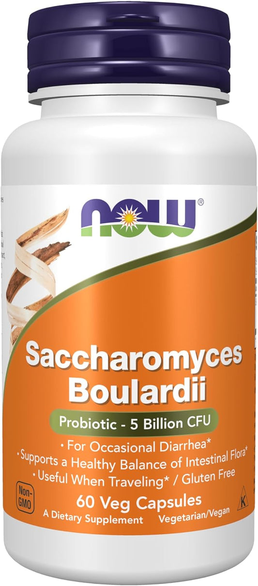 NOW Saccharomyces Boulardii Supplement - 60 Vegetable Capsules by NOW Foods