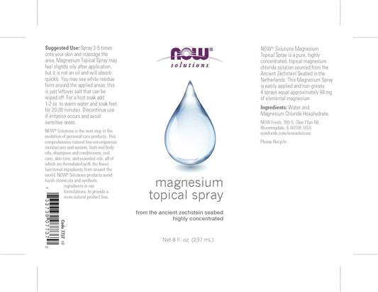 NOW Solutions Magnesium Topical Spray, Highly Concentrated from Ancient Zechstein Seabed, 8 Fl Oz (Pack of 2)