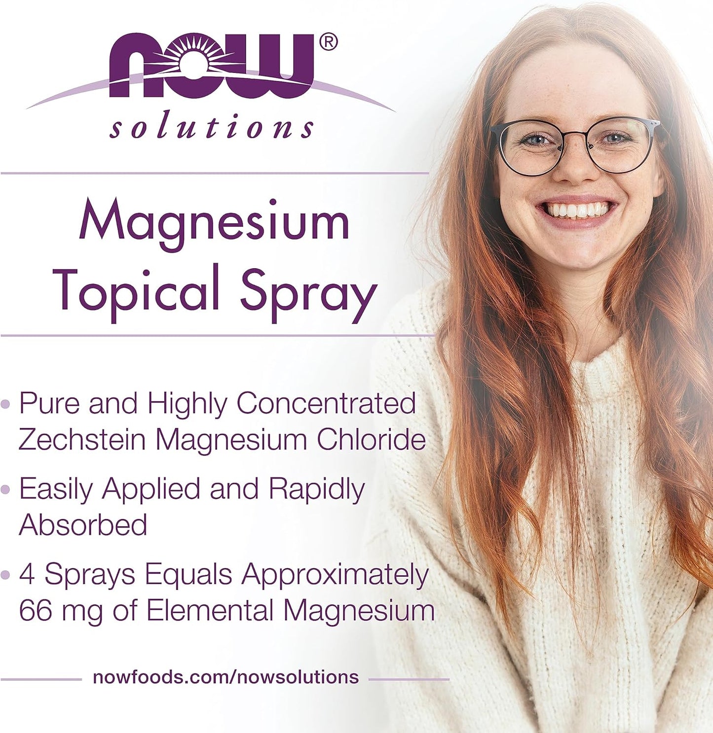 NOW Solutions Magnesium Topical Spray, Highly Concentrated from Ancient Zechstein Seabed, 8 Fl Oz (Pack of 2)