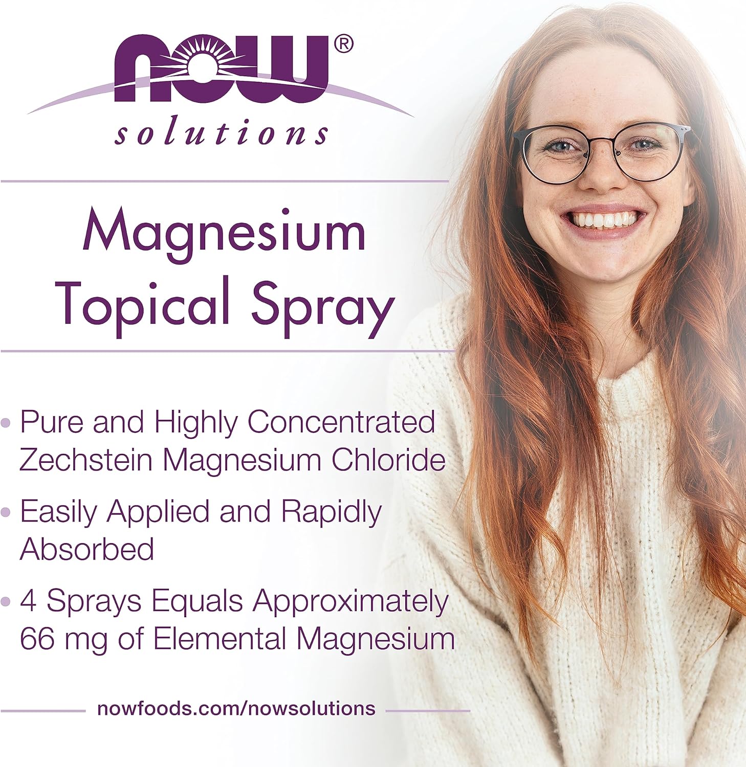 NOW Solutions Magnesium Topical Spray, Highly Concentrated from Ancient Zechstein Seabed, 8 Fl Oz (Pack of 2)