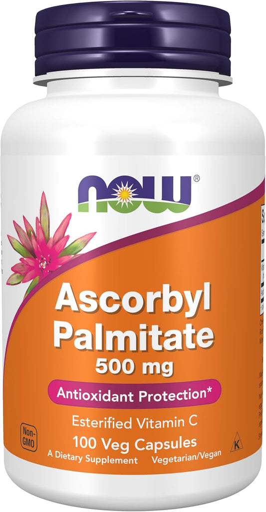 NOW Supplements Ascorbyl Palmitate 500mg Vitamin C Capsules - Antioxidant Protection - 100 Veg Capsules
