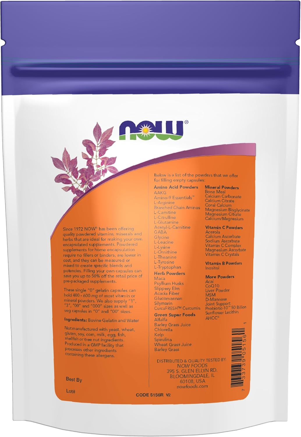 NOW Supplements Double 00 Vegetarian Capsules, Filled by Weight, Non-GMO, 500 Count