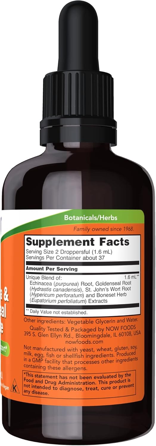 NOW Supplements Echinacea & Goldenseal Glycerite - Immune System Support 2oz (Pack of 2)