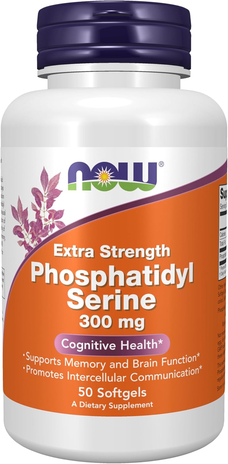 NOW Supplements Phosphatidyl Serine 300 mg Extra Strength Softgels - Soy Lecithin Derived Phospholipid Compound - 50 Count