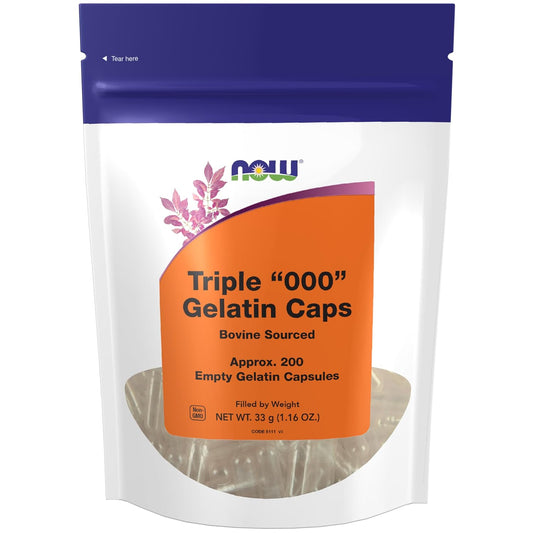 NOW Supplements Triple "000" Bovine Gelatin Capsules - 200 Count