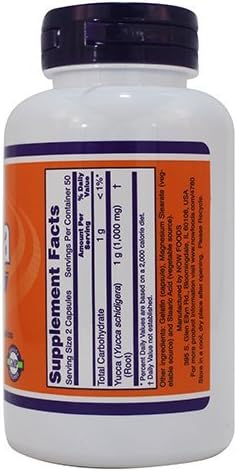 NOW Yucca 500mg Capsules - Pack of 400 for Joint Health & Inflammation Support