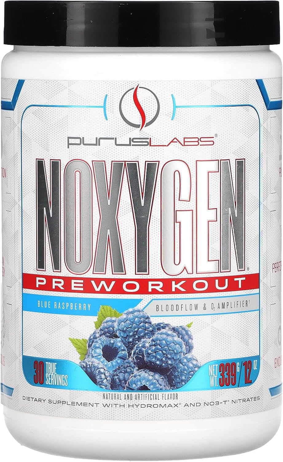 NOXYGEN PREWORKOUT Powder by Purus Labs - Blue Raspberry Flavor, 30 Servings