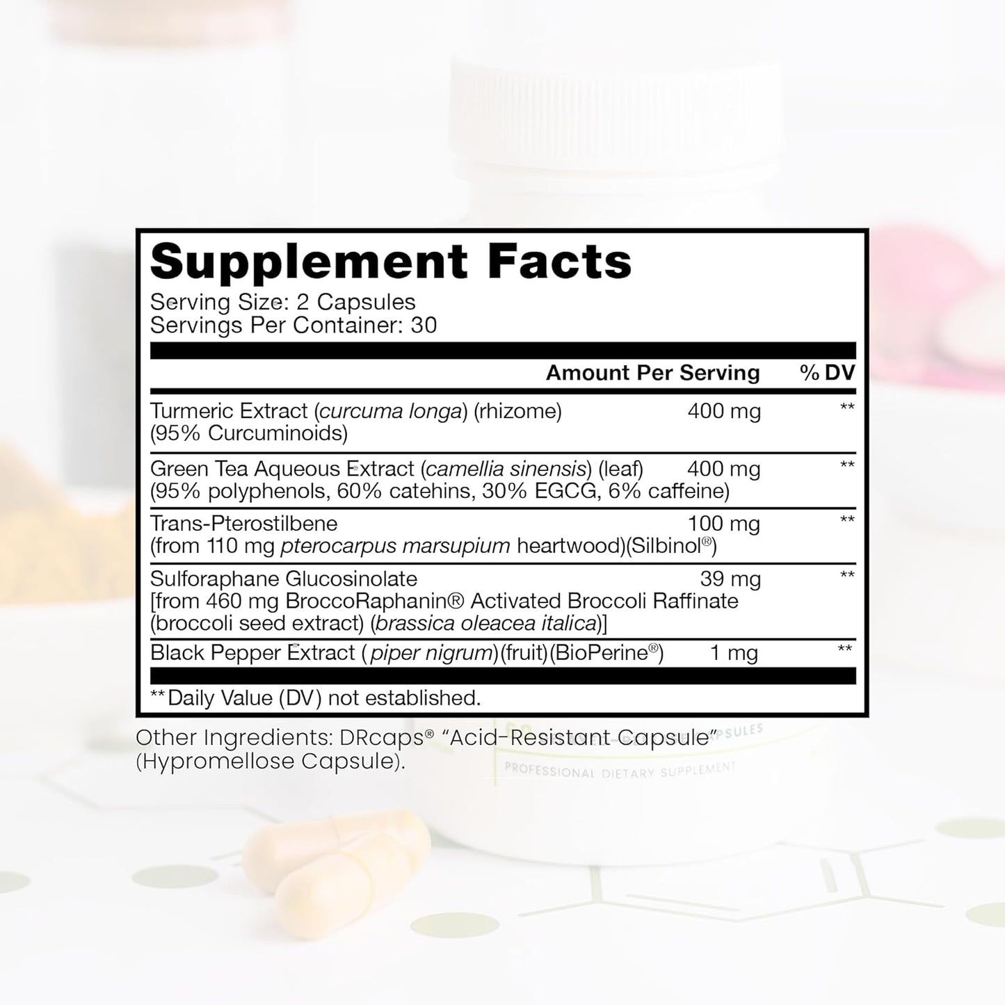 Nrf2 Boost Antioxidant Supplement with Sulforaphane, Curcumin, Green Tea - Reduce Oxidative Stress - Made in USA - 60 Vegan Capsules