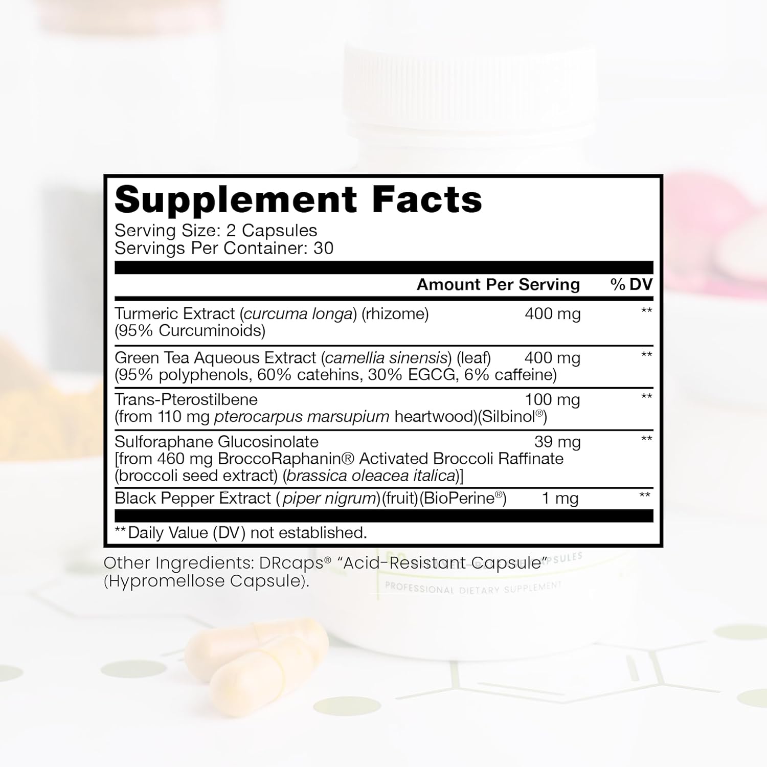 Nrf2 Boost Antioxidant Supplement with Sulforaphane, Curcumin, Green Tea - Reduce Oxidative Stress - Made in USA - 60 Vegan Capsules