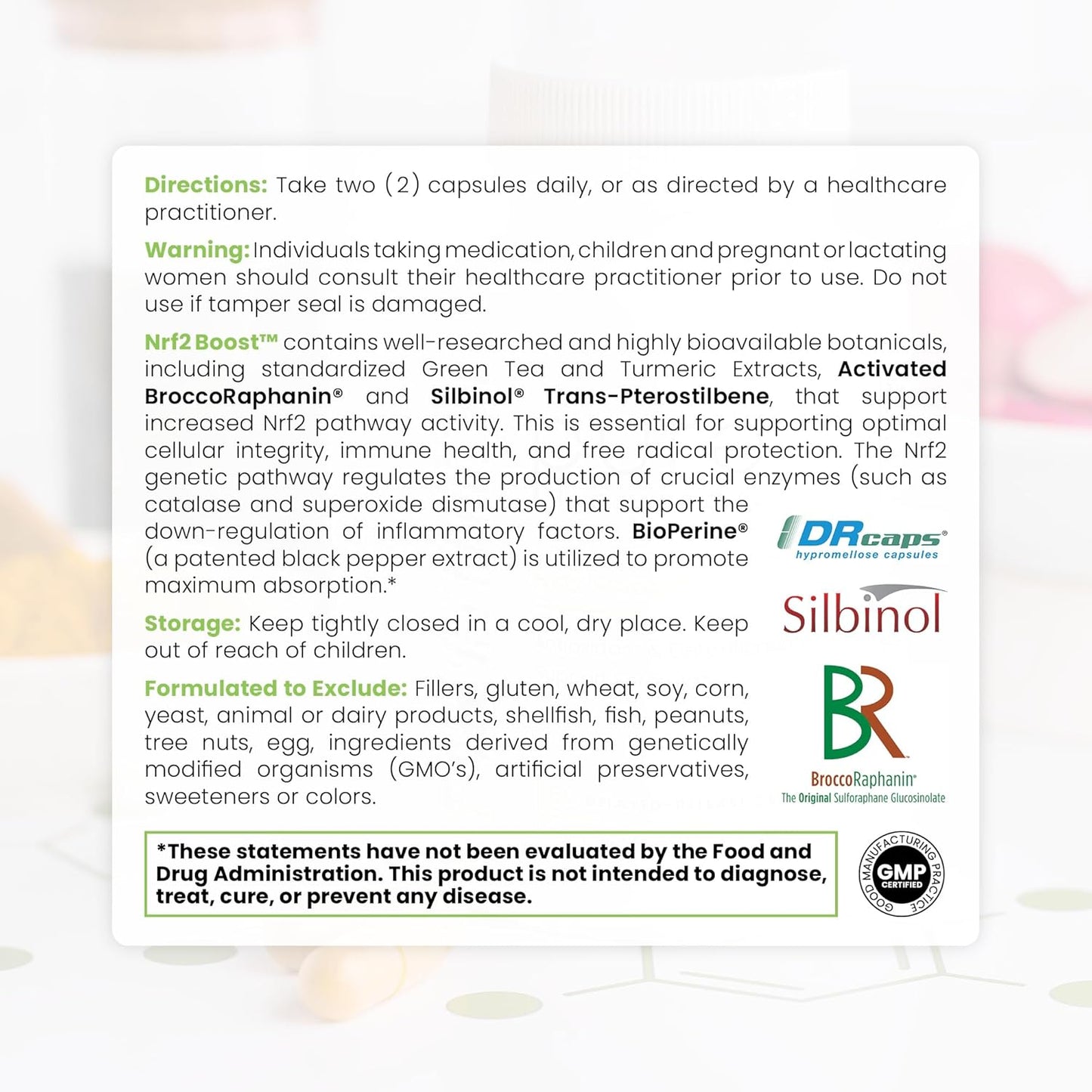 Nrf2 Boost Antioxidant Supplement with Sulforaphane, Curcumin, Green Tea - Reduce Oxidative Stress - Made in USA - 60 Vegan Capsules