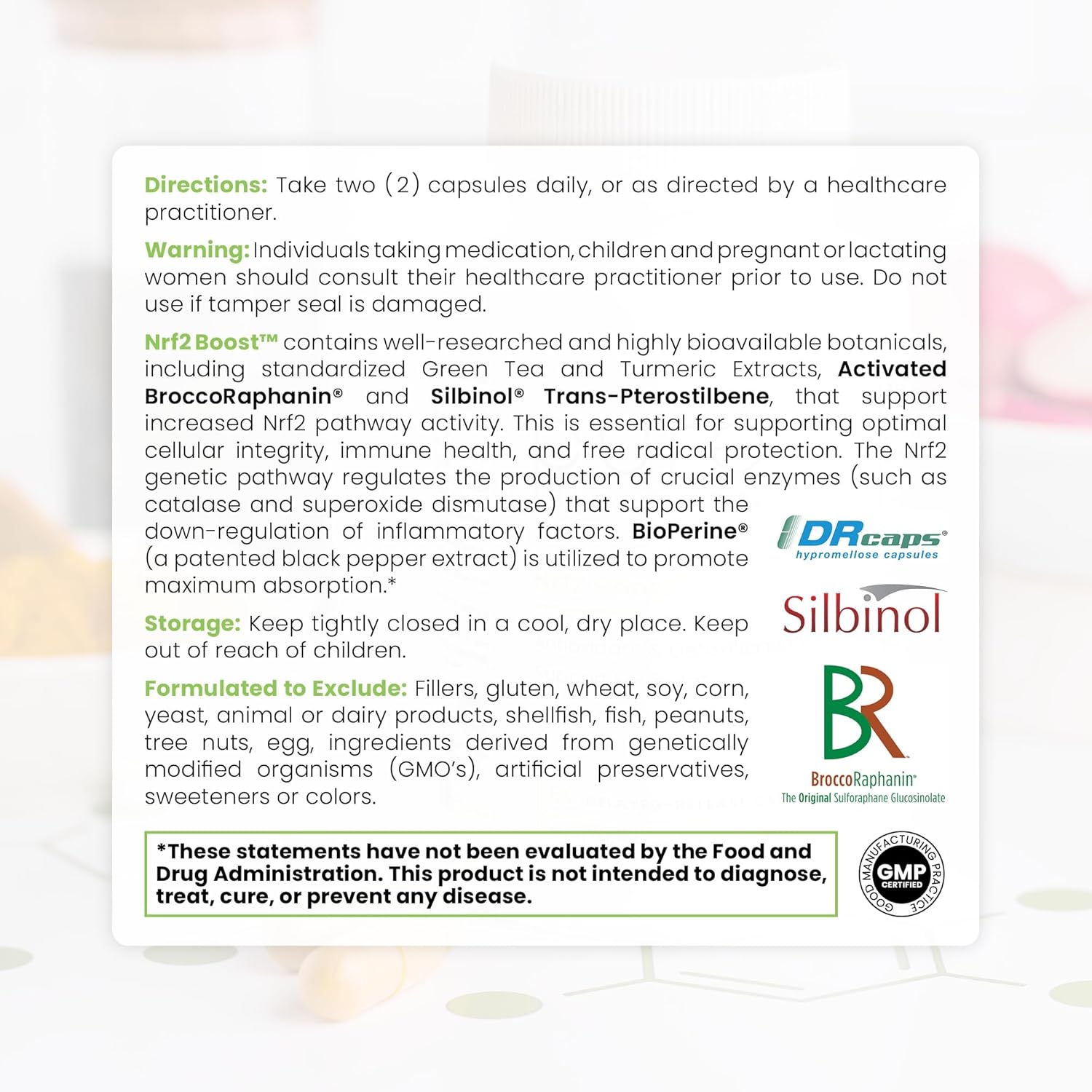 Nrf2 Boost Antioxidant Supplement with Sulforaphane, Curcumin, Green Tea - Reduce Oxidative Stress - Made in USA - 60 Vegan Capsules