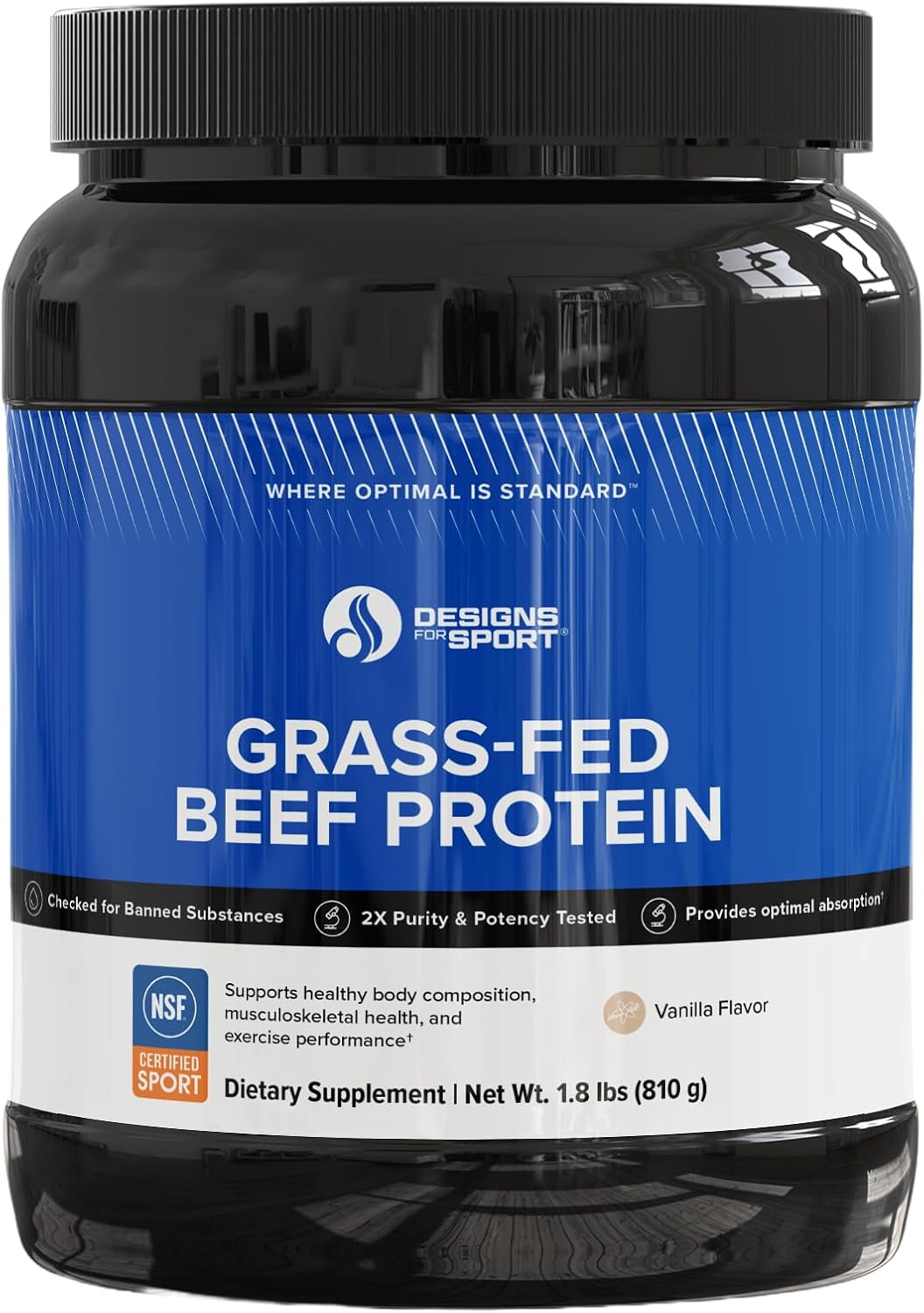 NSF Certified Beef Protein Powder with Hydrolyzed Protein, Amino Acids, and Collagen - Ideal for Athletes - Vanilla Flavor, 30 Servings