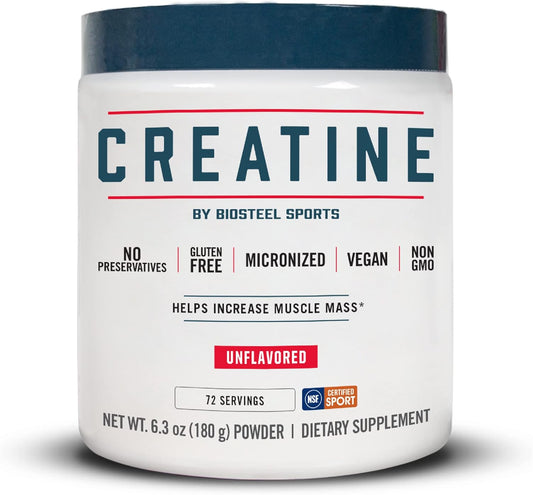 NSF Certified BioSteel Creatine Monohydrate Powder - 72 Servings, 180g, Micronized for Muscle Recovery and Lean Muscle Gain