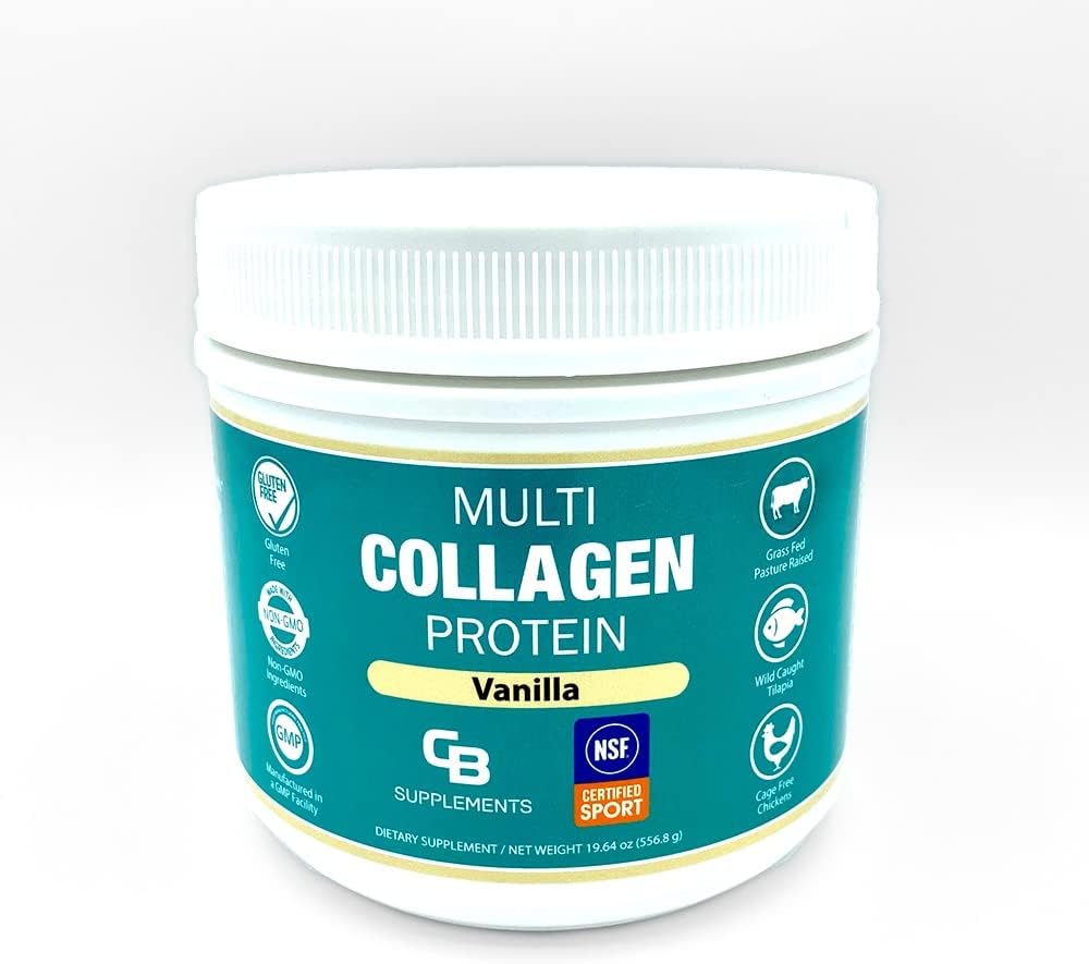 NSF Certified Multi Collagen Protein Powder - 58 Servings of Hydrolyzed Collagen for Bone, Skin, Hair, and Joint Support (Vanilla)