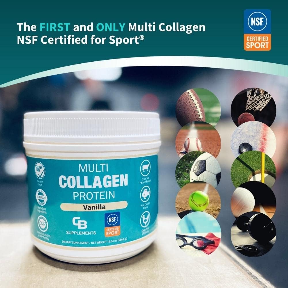 NSF Certified Multi Collagen Protein Powder - 58 Servings of Hydrolyzed Collagen for Bone, Skin, Hair, and Joint Support (Vanilla)