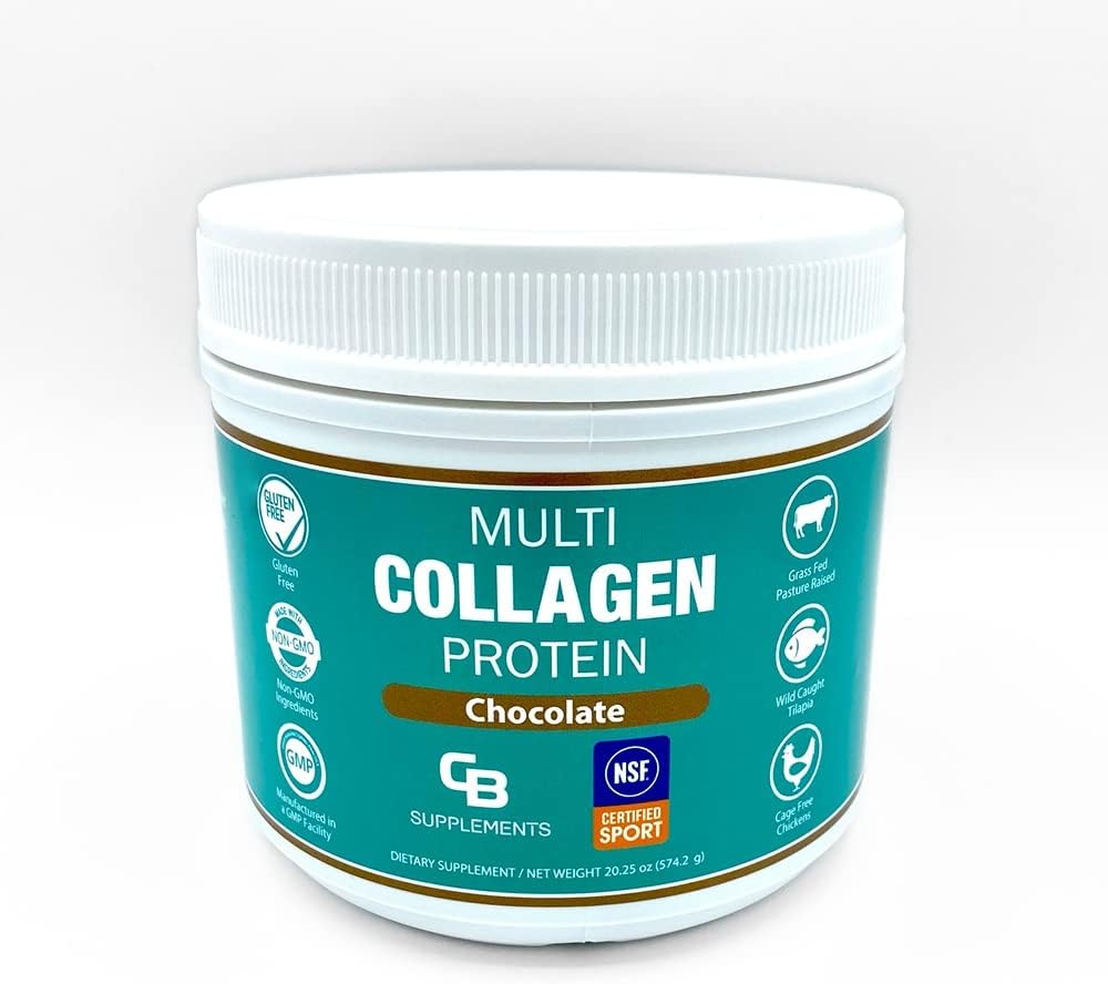 NSF Certified Multi Collagen Protein Powder for Bone, Skin, Hair, and Joint Support - Hydrolyzed Collagen Supplements - Chocolate (58 Servings)