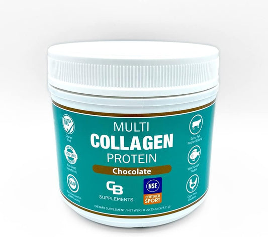 NSF Certified Multi Collagen Protein Powder for Bone, Skin, Hair, and Joint Support - Hydrolyzed Collagen Supplements - Chocolate (58 Servings)