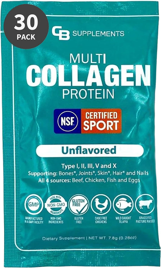 NSF Certified Multi Collagen Protein Powder for Bone, Skin, Hair, and Joints - 30 Servings of Hydrolyzed Collagen Supplements