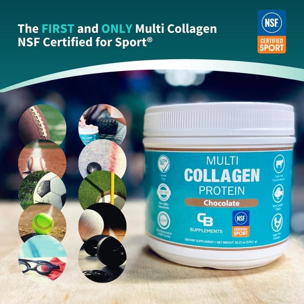 NSF Certified Multi Collagen Protein Powder for Bone, Skin, Hair, and Joint Support - Hydrolyzed Collagen Supplements - Chocolate (58 Servings)