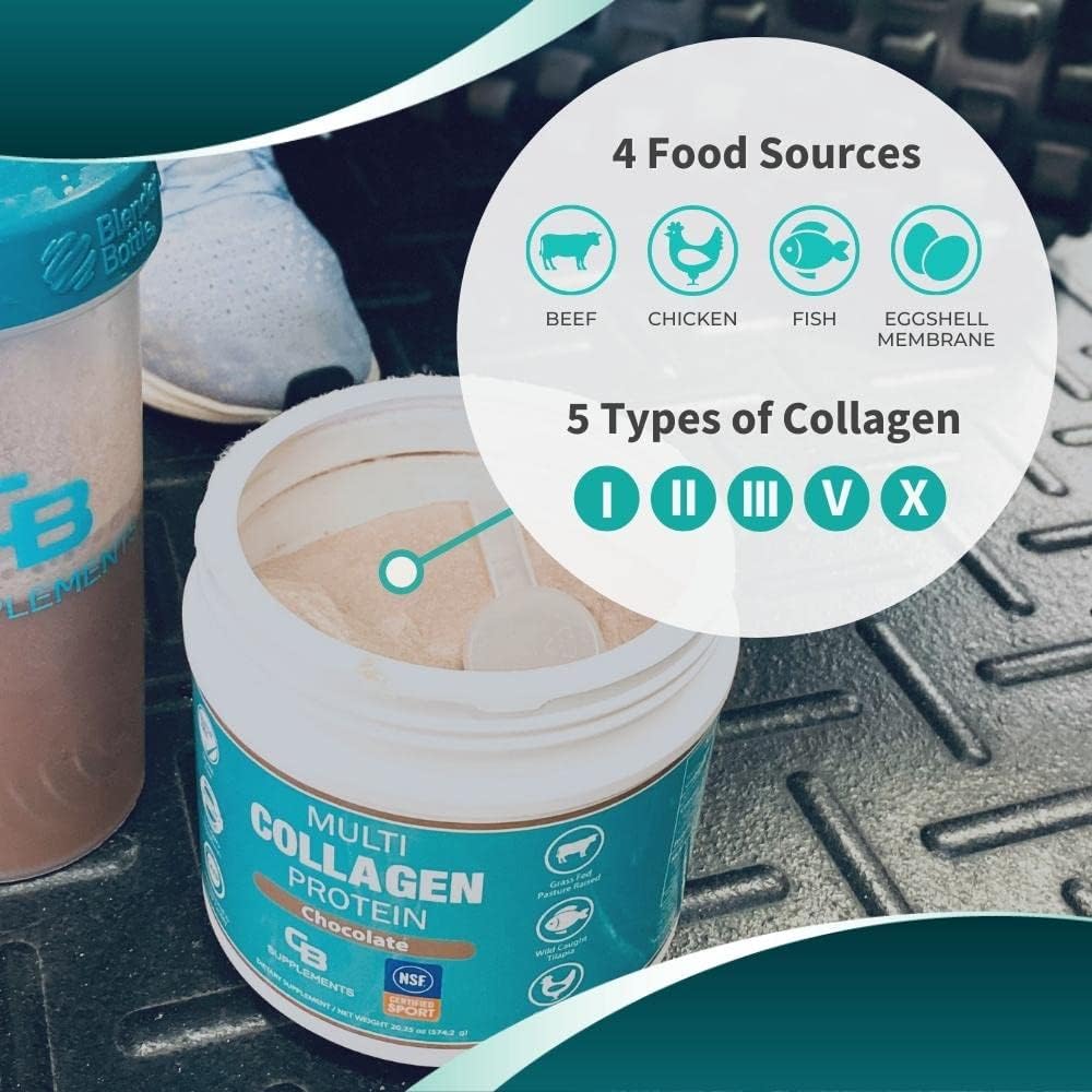 NSF Certified Multi Collagen Protein Powder for Bone, Skin, Hair, and Joint Support - Hydrolyzed Collagen Supplements - Chocolate (58 Servings)