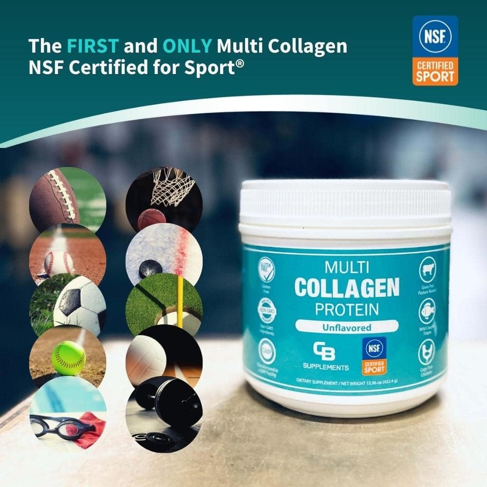NSF Certified Multi Collagen Protein Powder for Bone, Skin, Hair, and Joints - 30 Servings of Hydrolyzed Collagen Supplements