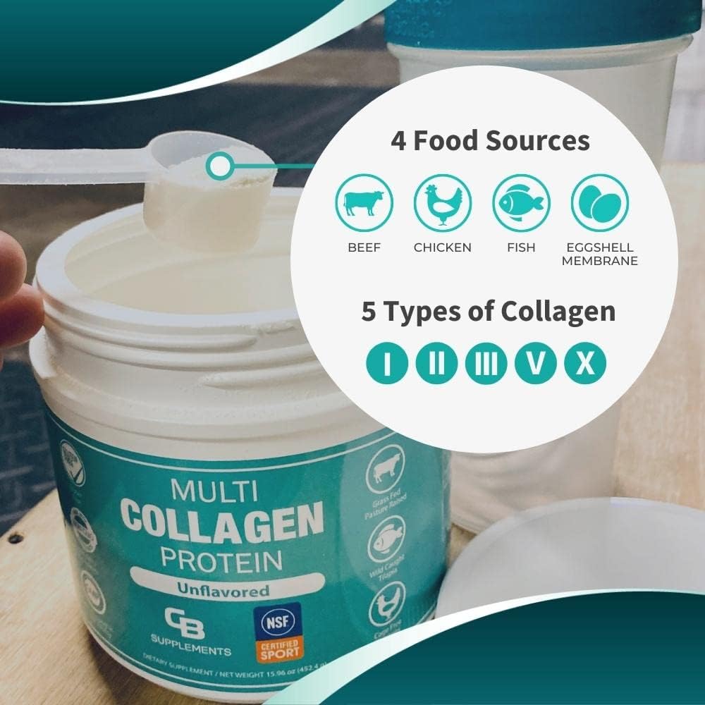 NSF Certified Multi Collagen Protein Powder for Bone, Skin, Hair, and Joints - 30 Servings of Hydrolyzed Collagen Supplements