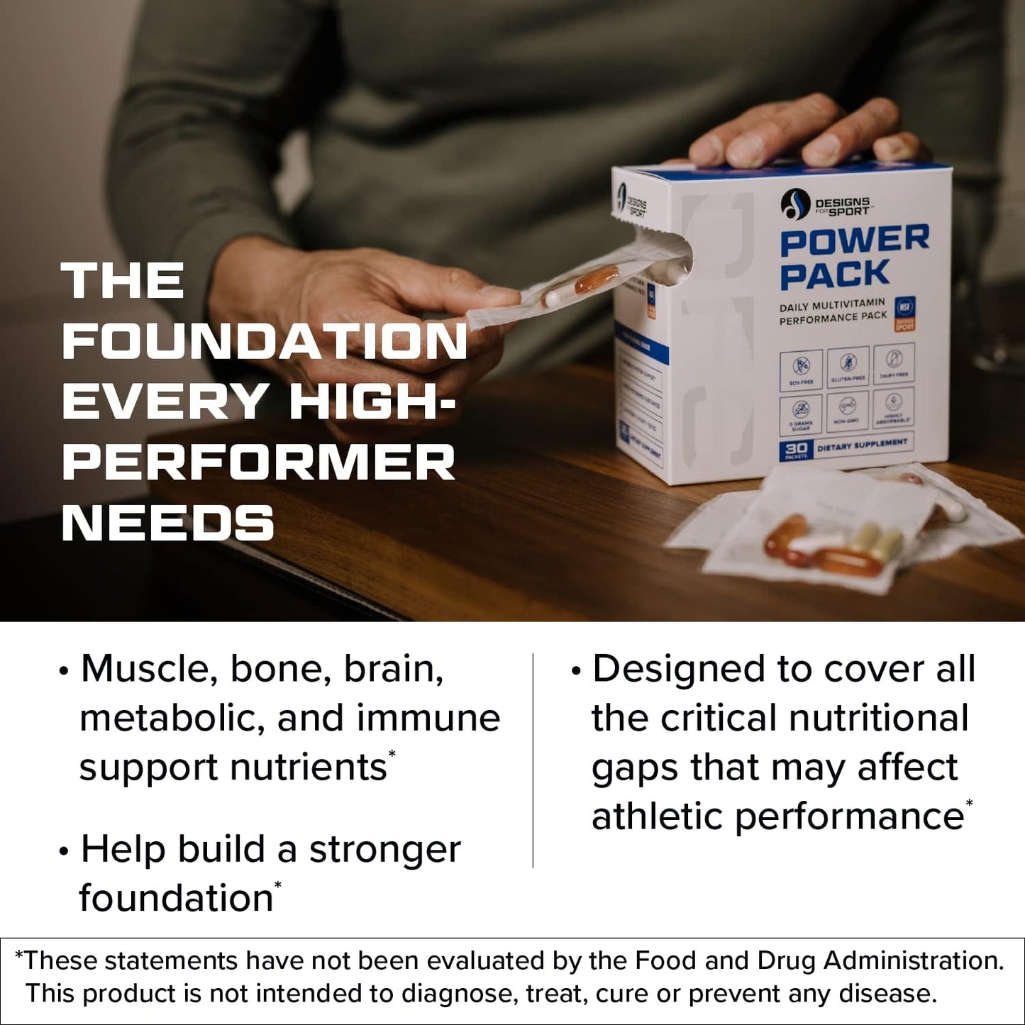 NSF Certified Sport Vitamin Pack with Multivitamin, Omega-3, Magnesium & Vitamin D3 + K - Professional Workout Supplements (30 Packets)