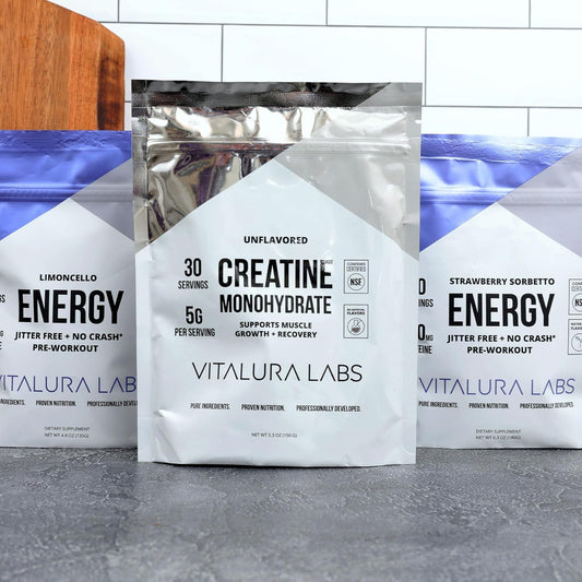 NSF-Certified Unflavored Creatine Powder for Muscle Growth & Recovery - 30 Servings by Vitalura Labs