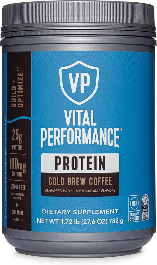 NSF Certified Vital Proteins Performance Powder - Cold Brew Coffee Flavor, 25g Protein Blend with Collagen Peptides, EAAs, and BCAAs, Gluten-Free, 1.72lb