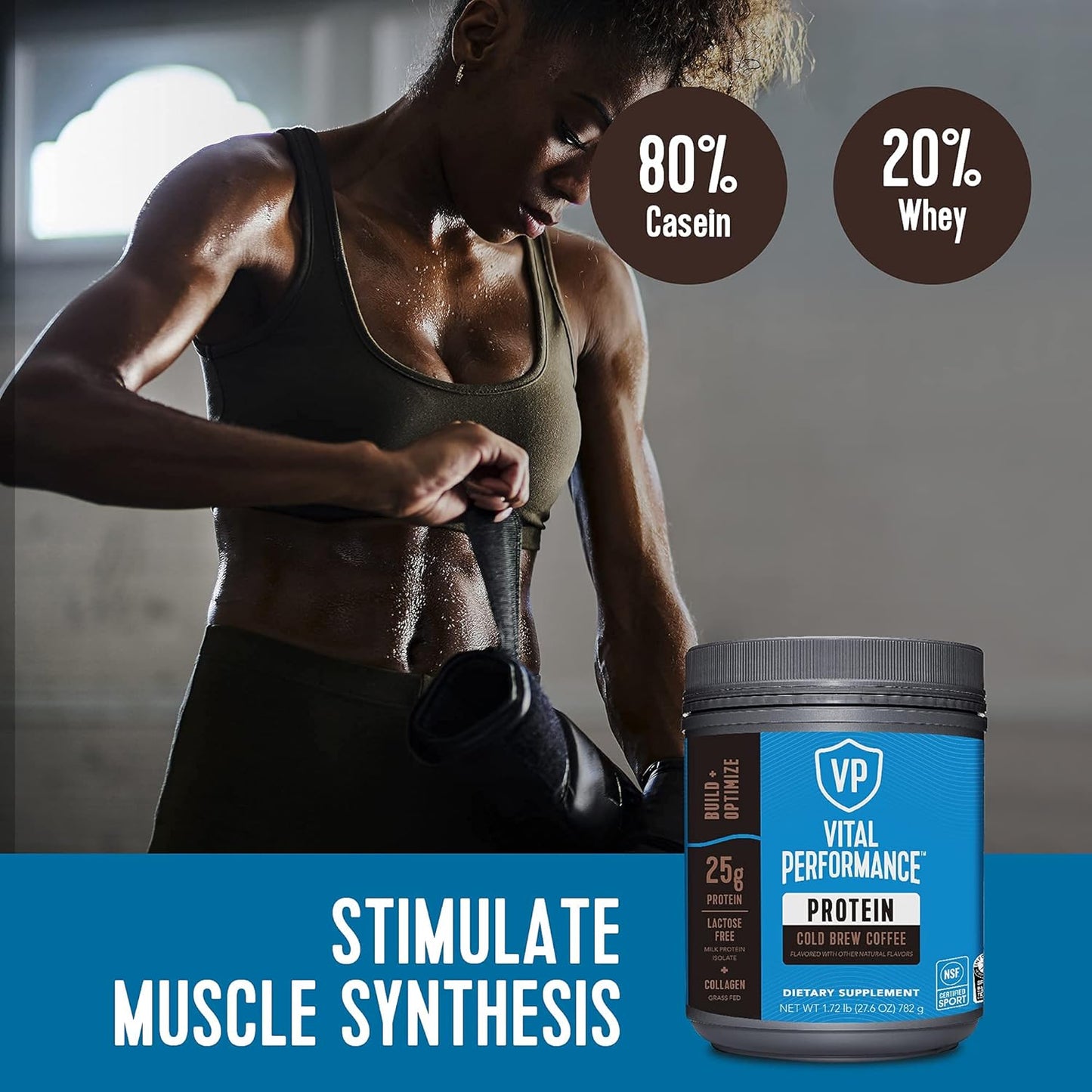 NSF Certified Vital Proteins Performance Powder - Cold Brew Coffee Flavor, 25g Protein Blend with Collagen Peptides, EAAs, and BCAAs, Gluten-Free, 1.72lb
