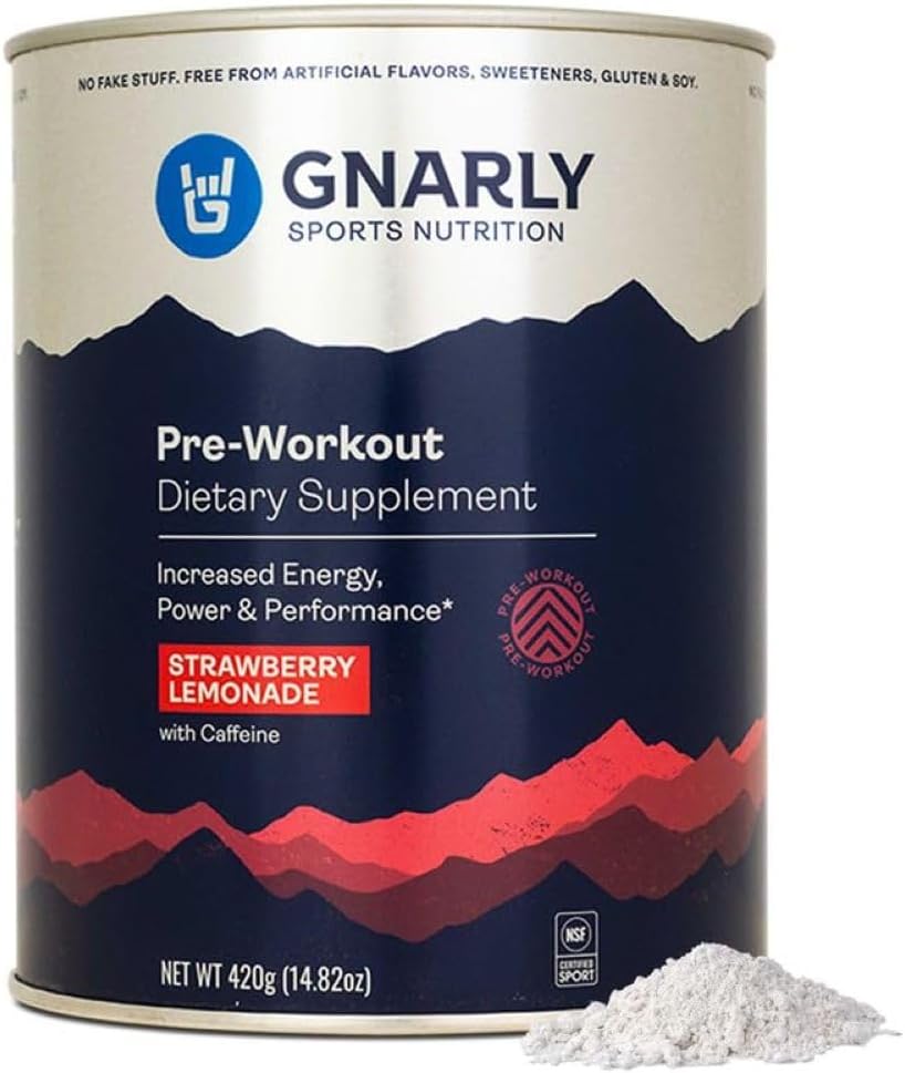 NSF Sport Certified Vegan Pre-Workout Powder for Endurance & Recovery - Natural Strawberry Lemonade with Caffeine (14.82 oz)