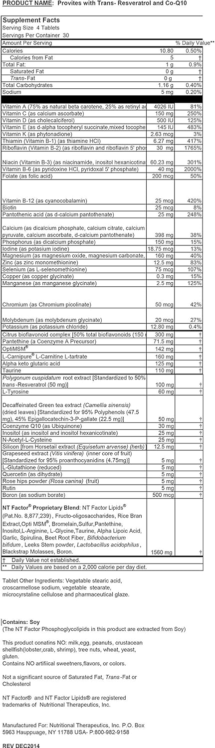 NTI ProVites with Patented NTFactor® - 120 Tablets, Propax Gold Benefits - No Omega-3 Softgel