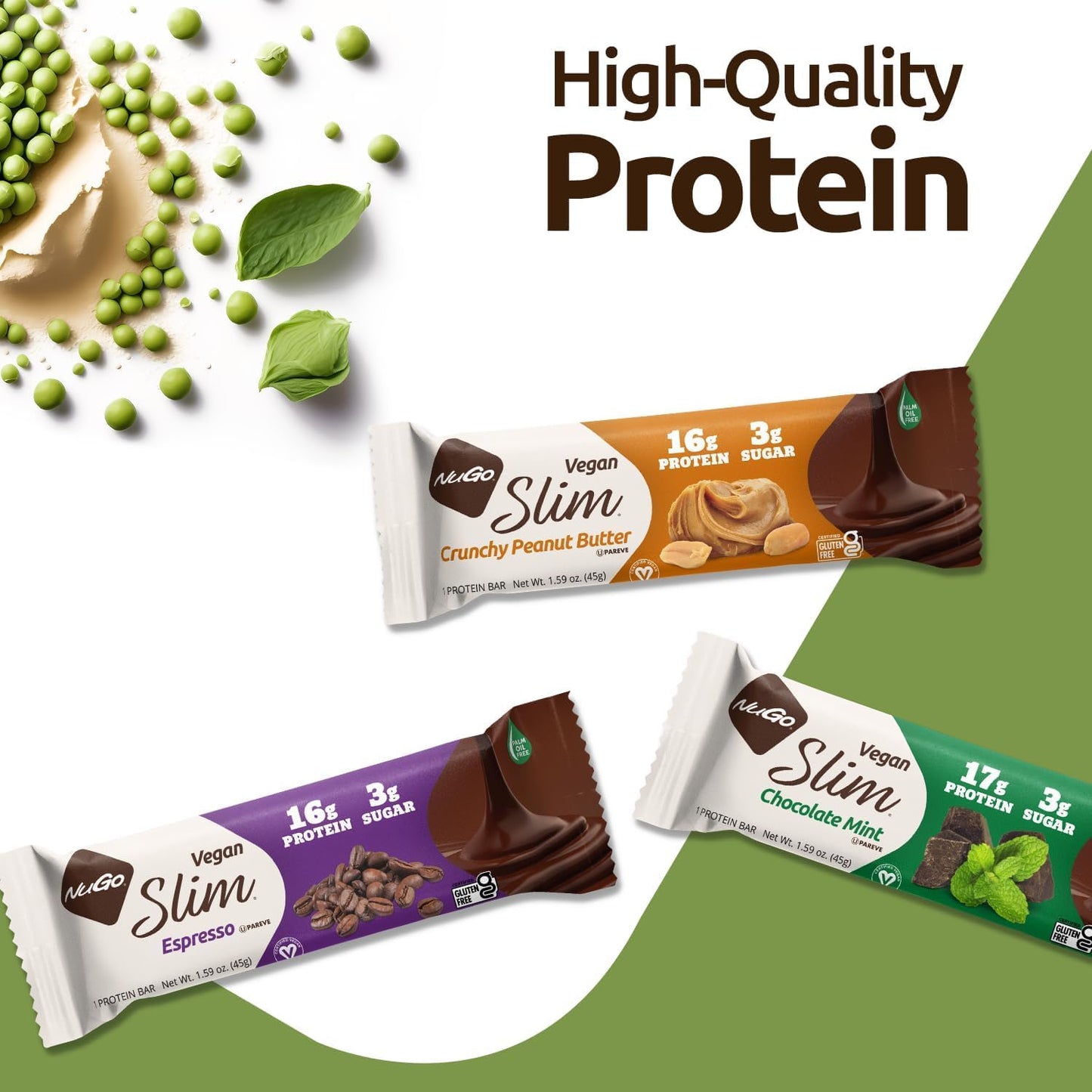 Nu Go Protein Variety Slim Bar Pack - 10 Count, 16-17g Protein, Low Sugar, High Fiber, Gluten Free - 5 Flavors - Truffle, Mint, Peanut Butter, Espresso, Coconut or Brownie - "The Kitchen Queen" Packaging