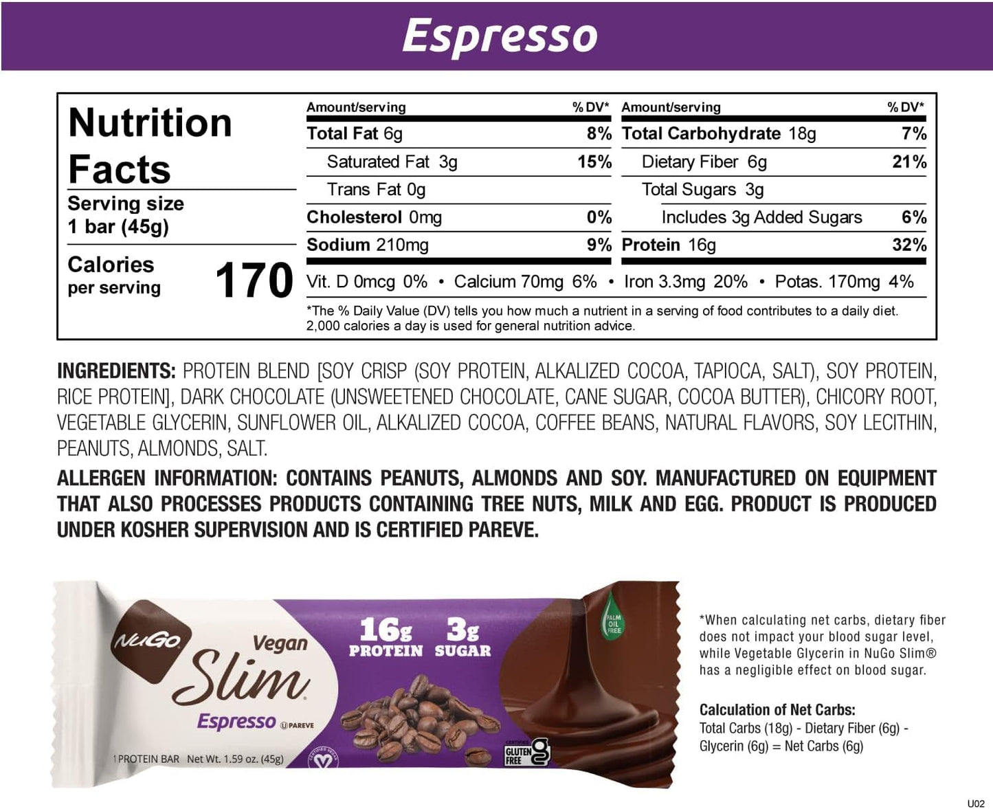 Nu Go Protein Variety Slim Bar Pack - 10 Count, 16-17g Protein, Low Sugar, High Fiber, Gluten Free - 5 Flavors - Truffle, Mint, Peanut Butter, Espresso, Coconut or Brownie - "The Kitchen Queen" Packaging