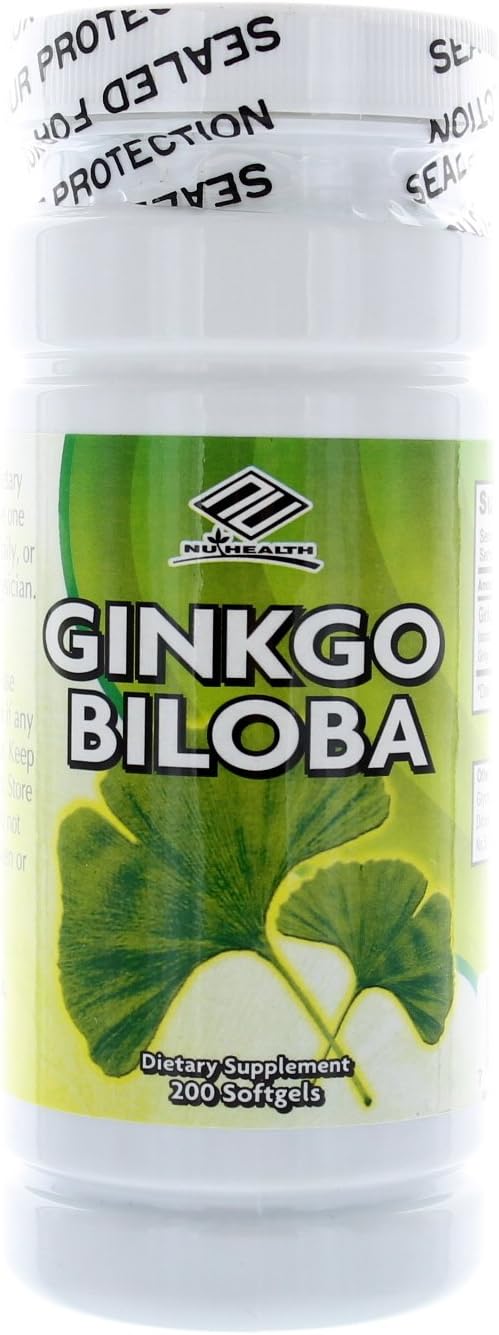 Nu-Health Ginkgo Biloba Softgels - 60 Mg, 200 Count - Natural Brain Support Supplement
