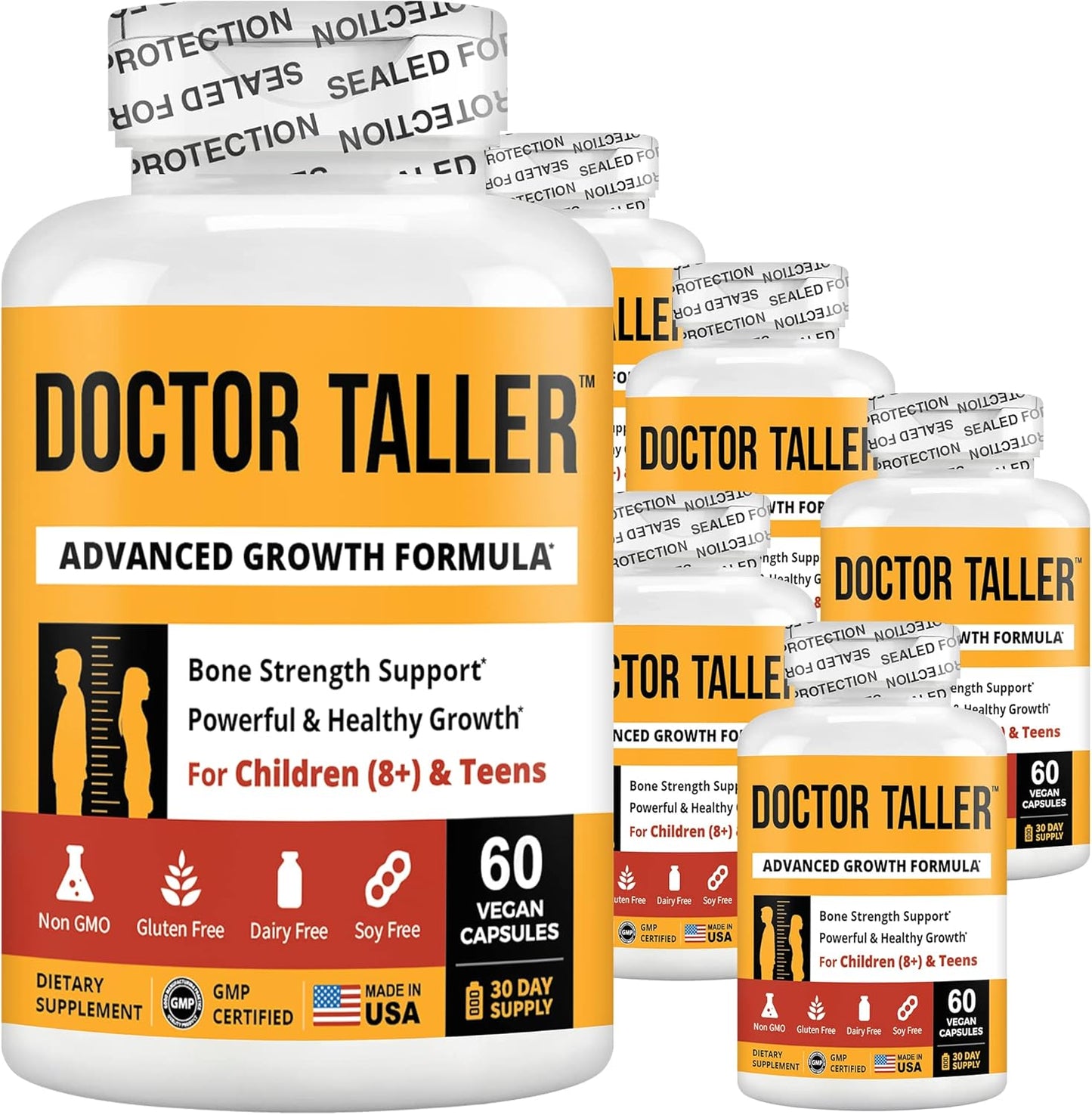 NuBest Doctor Taller - Height Growth & Immunity Support Formula for Kids (8+) - Keto with Calcium, Vitamin D3, K2, Amino Acids & Herbs - 6 Pack for 6 Months