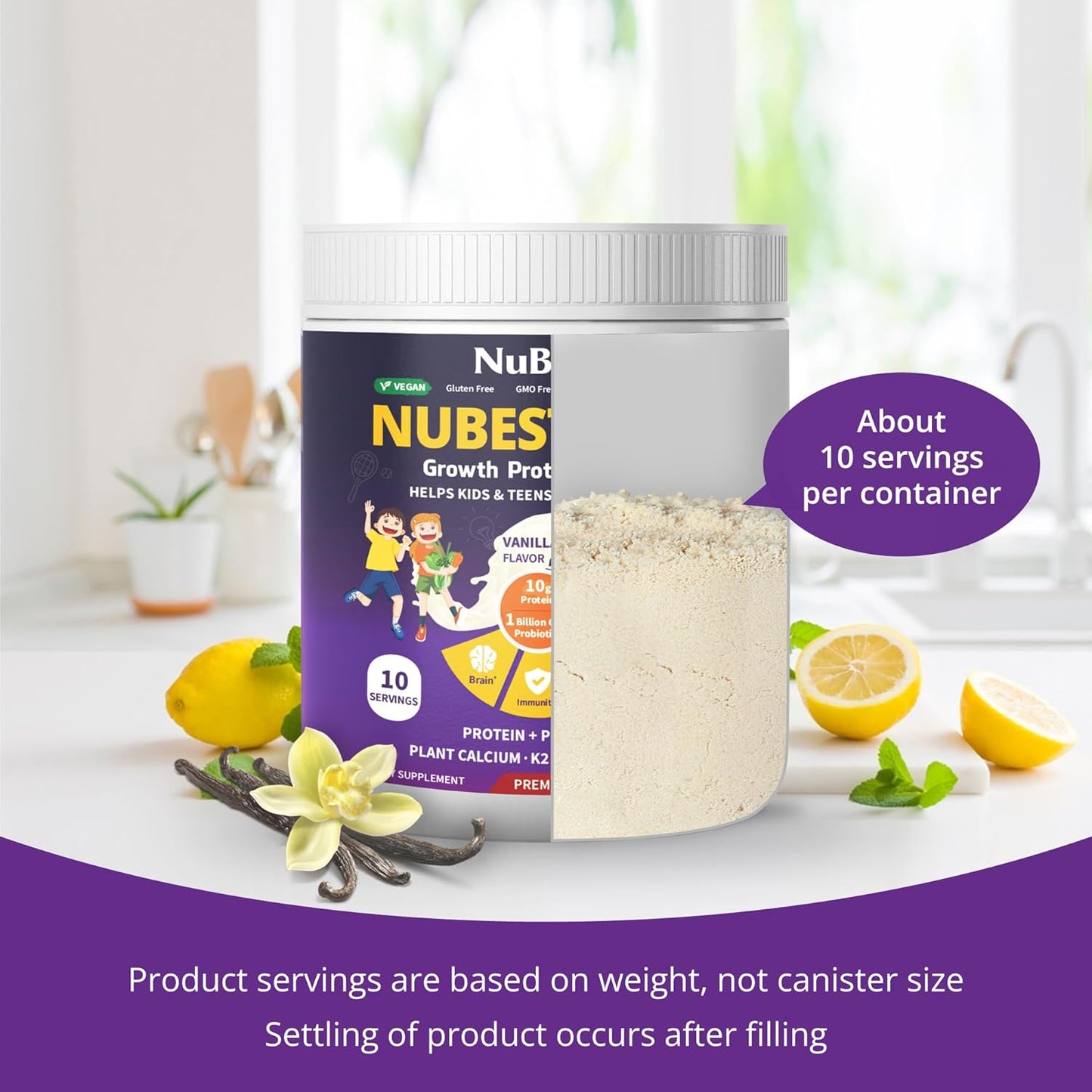 NuBest Kids & Teens Protein Powder Bundle - Vanilla Plant-Based 10 Servings & Chocolate Whey 15 Servings with Probiotics, Omega 3-6-9, Vitamins, and Calcium - Grow Strong Formula