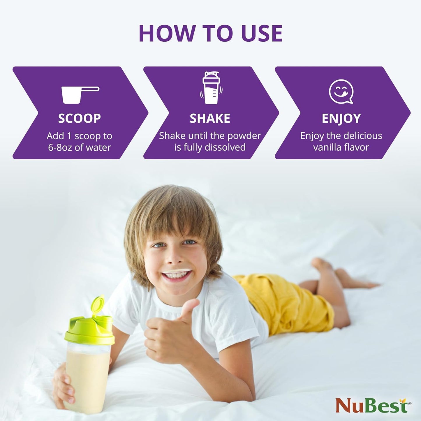 NuBest Tall Vanilla Vegan Protein Powder & Doctor Taller Kids Multivitamin Bundle - 10 Servings Protein + 60 Chewable Multivitamins - Grape Flavor for Bone Health & Immunity