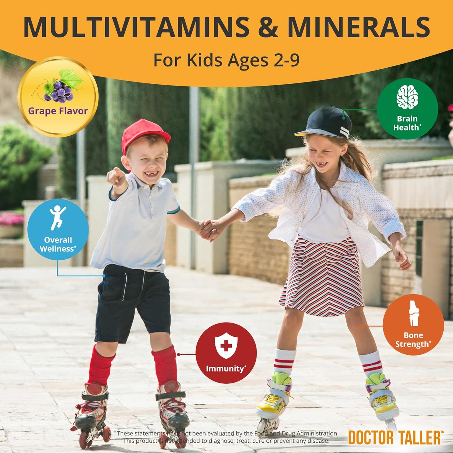 NuBest Tall Vanilla Vegan Protein Powder & Doctor Taller Kids Multivitamin Bundle - 10 Servings Protein + 60 Chewable Multivitamins - Grape Flavor for Bone Health & Immunity