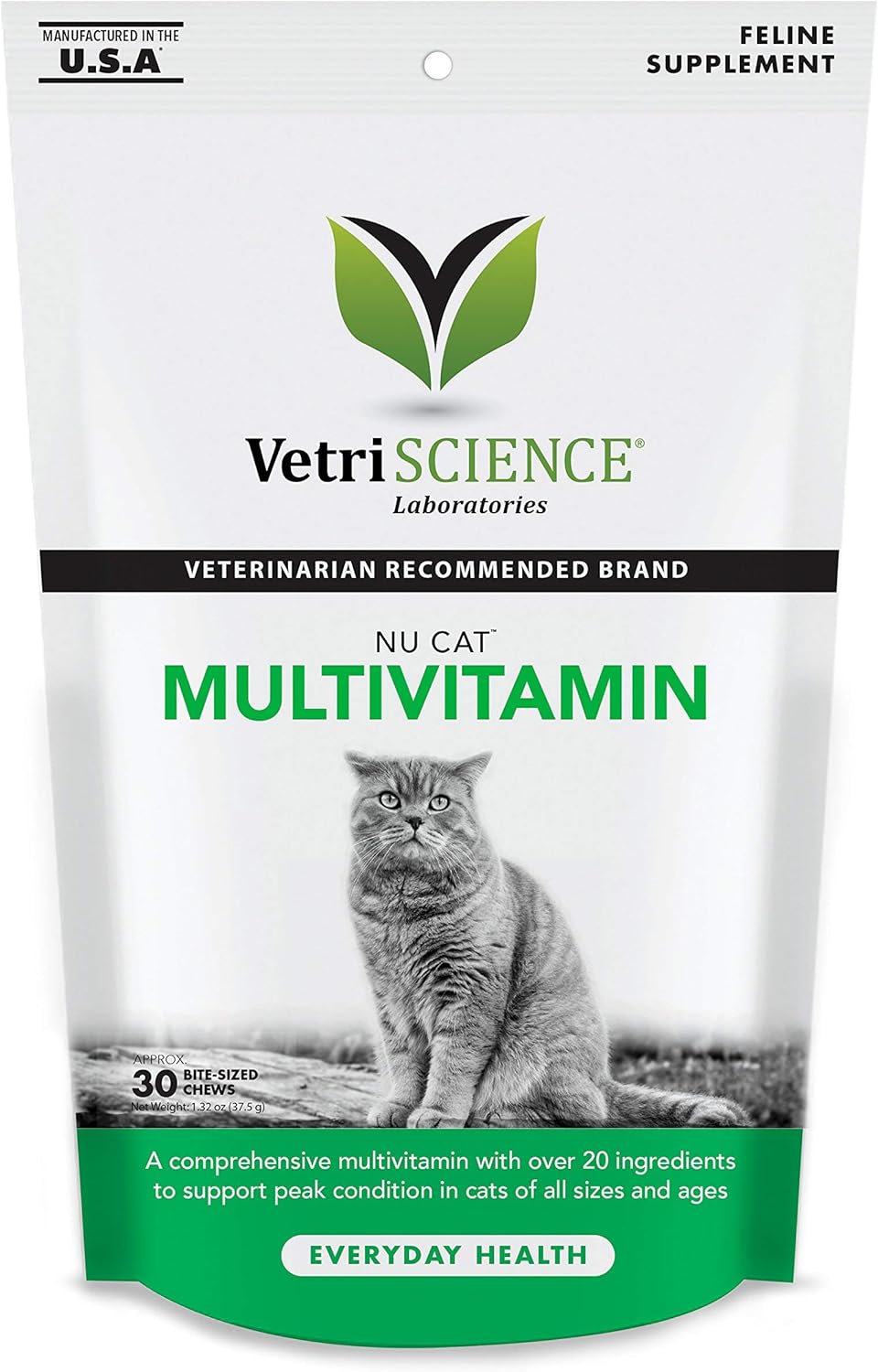 NuCat Multi Vitamin Chews for Cats - Supports Skin, Coat, Immune System, Eyesight, and Wellness - 30 Chews