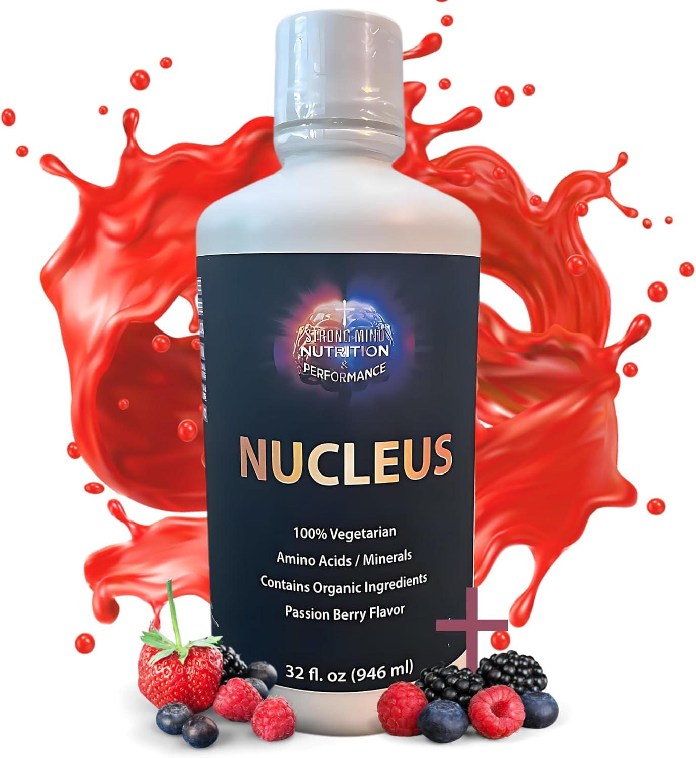 Nucleus Liquid Vitamins: Multivitamin Nutrition Drink for Men and Women - Sugar and Gluten Free - Vegetarian Supplement - 32 oz Passion Berry