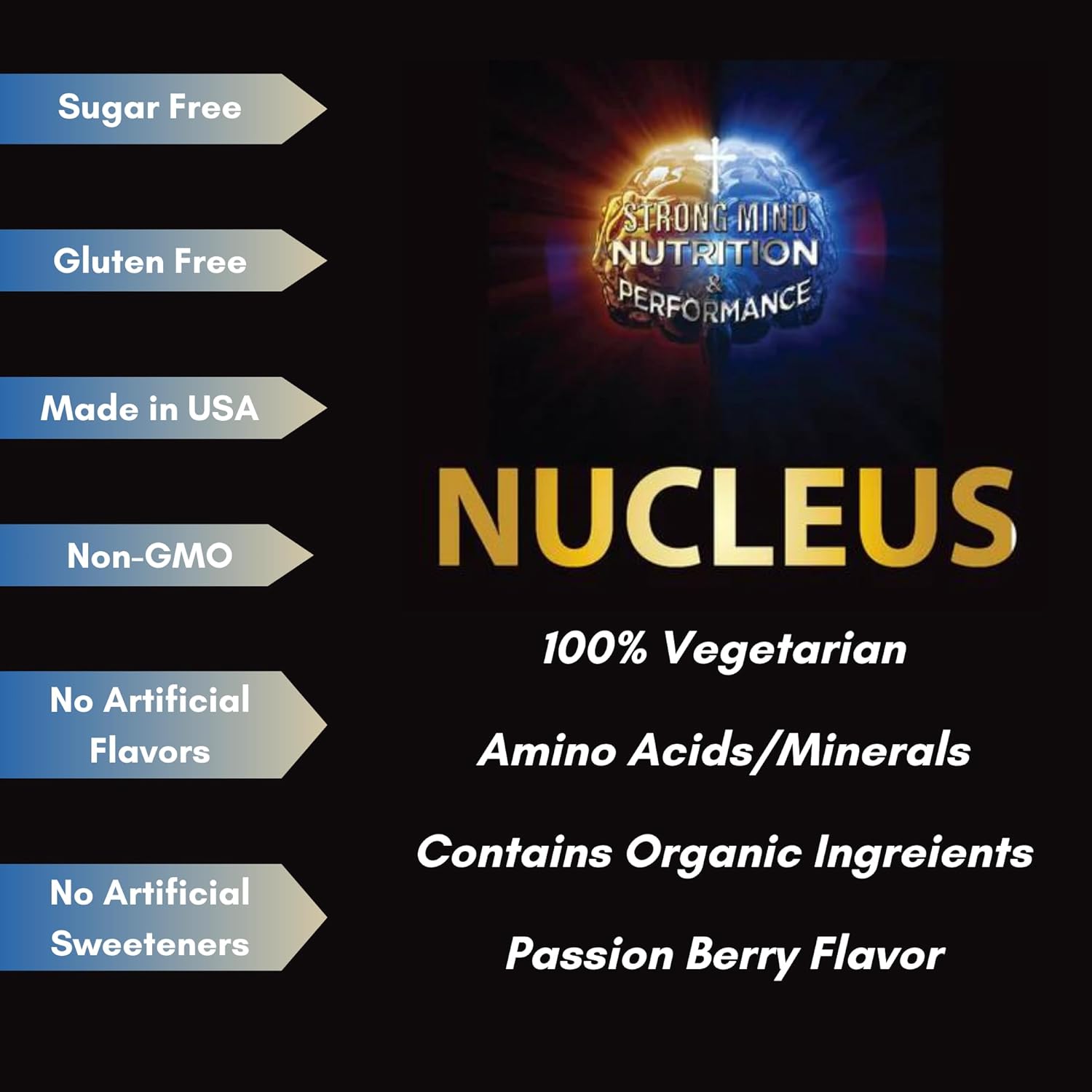 Nucleus Liquid Vitamins: Multivitamin Nutrition Drink for Men and Women - Sugar and Gluten Free - Vegetarian Supplement - 32 oz Passion Berry