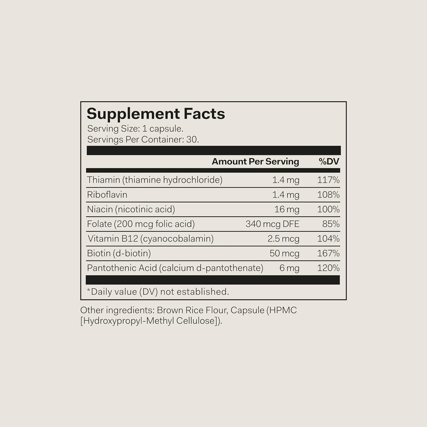 Nue Co. Vitamin B Supplement for Energy, Healthy Skin & Hair - Vegan, Gluten Free - 30 Capsules